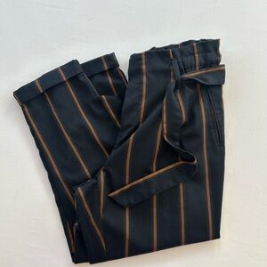 Angel Kiss Womens Black Pants with Brown Stripes